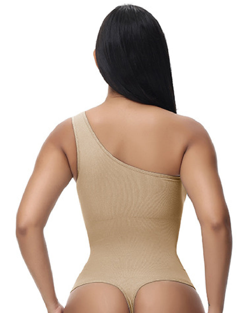 Shapshe® Sexy Ribbed One Shoulder Sleeveless Tank Top Tight Stretch Bodysuit
