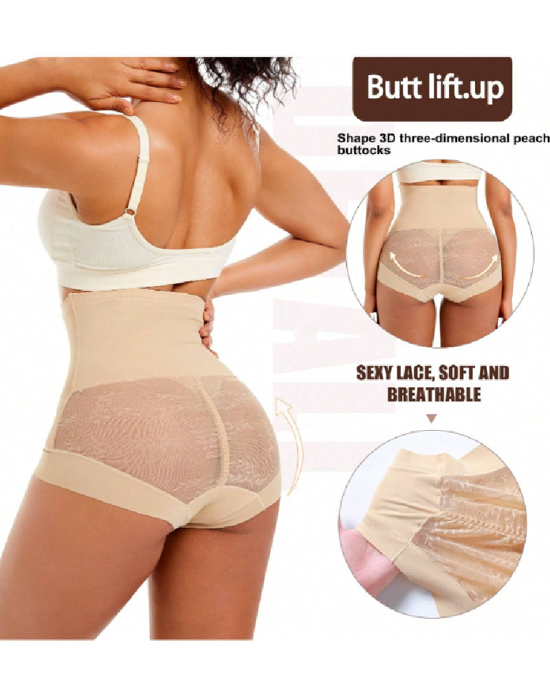 Sexy Tummy Control Thin Mesh Shapewear Panties Hip-Lift High Waist Shaping Briefs