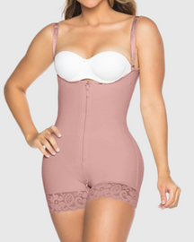 Open Bust Butt Lift Tummy Control Zipper Thigh Slimmer Bodysuit Shapewear