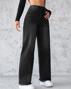 Elegant Non-stretch Straight-leg Wide-leg Jeans