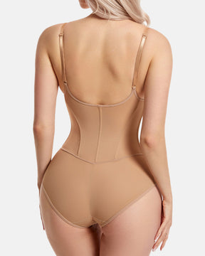 Solid High Elasticity Slim Waist 7 Steel Bones Abdominal Shaping Bodysuit Shapewear With Bra