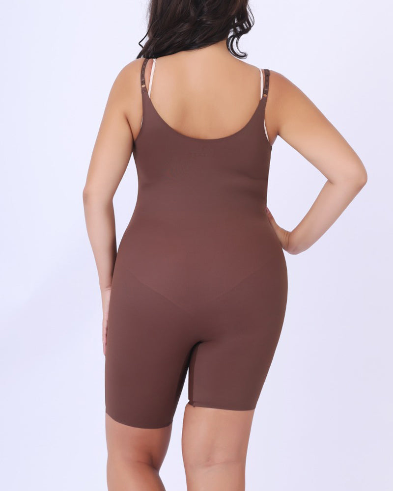 Women's Smoothing Tummy Control Bodysuit Open Bust Thigh Shapewear