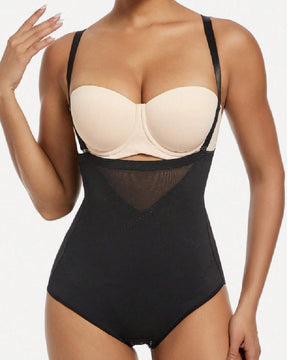 Mesh Cross Tummy Control Shapewear Panties With Removable Straps