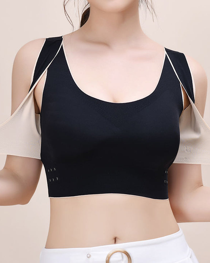 Wireless Front Cross Side Buckles Bra Hunchback Correction Shockproof Yoga Underwear