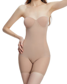 Seamless Mid Thigh Strapless Shapewear Comfort Tummy Control Bodysuits With Bra