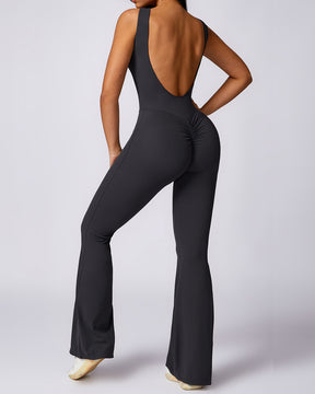 Sleeveless Peach Hip Lifting Sports Yoga Flared Jumpsuit