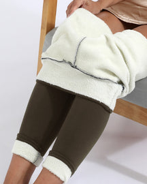 Women's Fleece Tights Warm Pants Lambskin Thickened Stretch Leggings