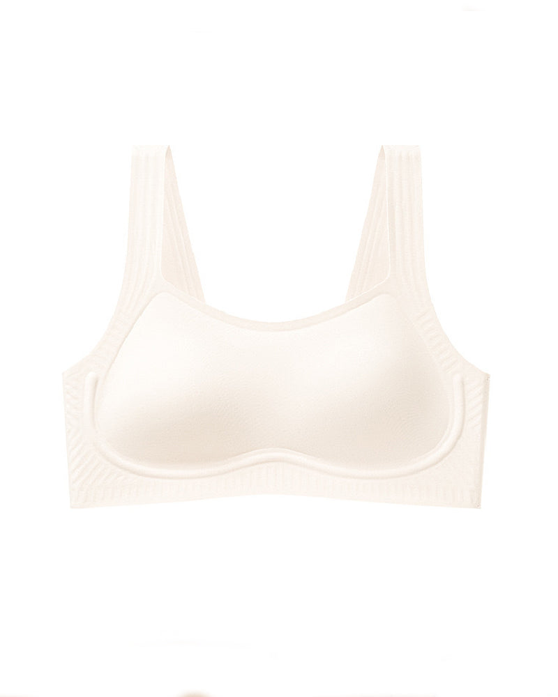 Soft Square Collar Fixed Cup Wireless Anti-sagging Bra Seamless Breathable Underwear