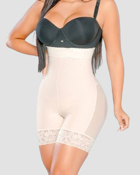 High-Waist Butt Lifter Double Compression Lace Invisible Shapewear Shorts