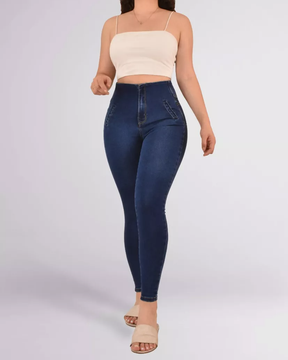 High Waist Colombian Shapewear Denim Skinny Jeans With Internal Waistband