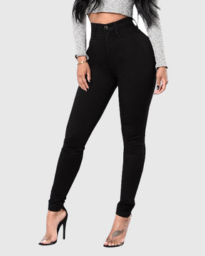 High-waisted Hip-hugging Oversized Elastic Skinny Washed Skinny Jeans