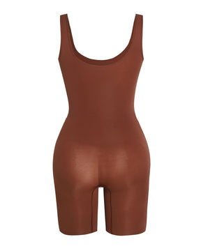 Women's Seamless Mid-Thigh Tummy Control U-Neck Bodysuit Shapewear