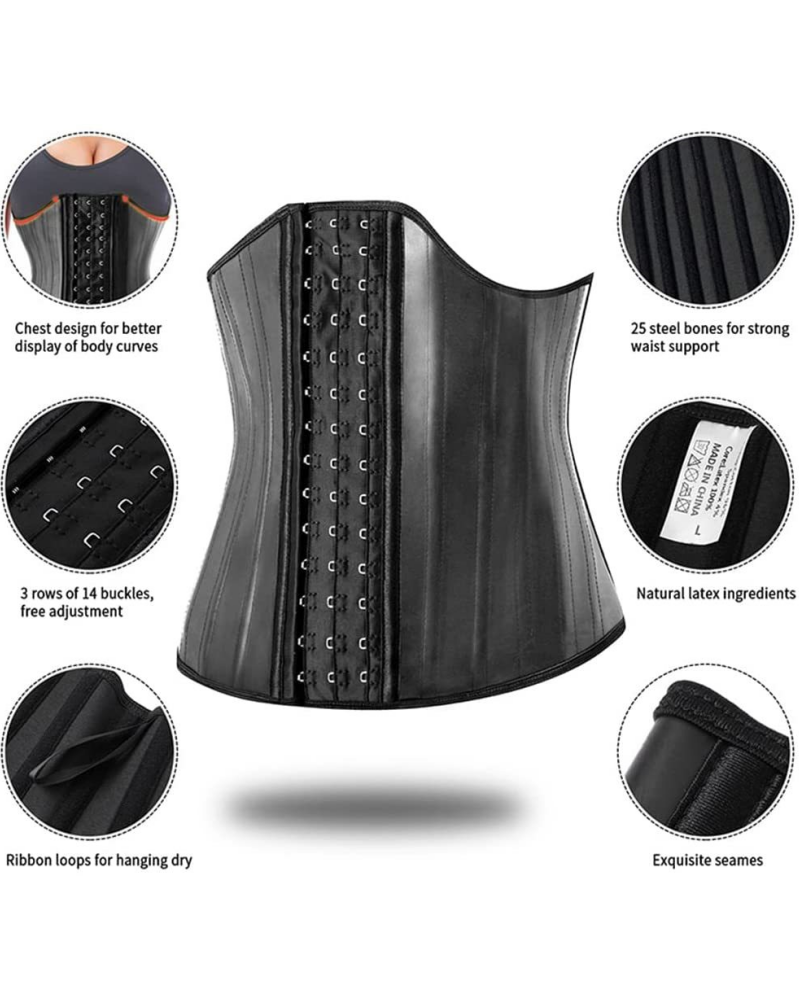 Matte Leather Fajas Colombianas Steel Bone Tummy Control Waist Trainer