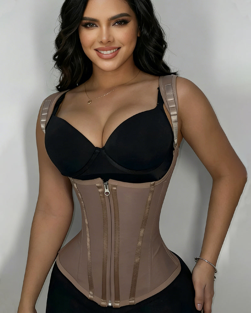 Shapshe® Hourglass Corset Zipper Hook and Eye Double Compression Tummy Control Waist Trainer