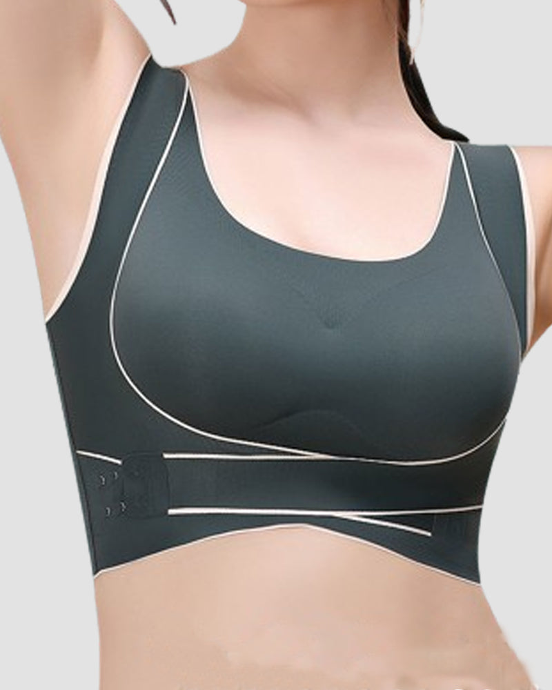 Wireless Front Cross Side Buckles Bra Hunchback Correction Shockproof Yoga Underwear