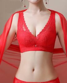 Women's Wireless Lace Push Up Bra Comfort Full Coverage Seamless Anti-sagging Latex Bras