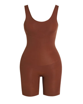 Women's Seamless Mid-Thigh Tummy Control U-Neck Bodysuit Shapewear