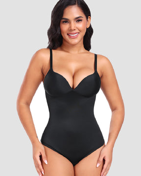 Women's Smooth Push Up Tummy Control Thong Sleeveless Bodysuit Shapewear