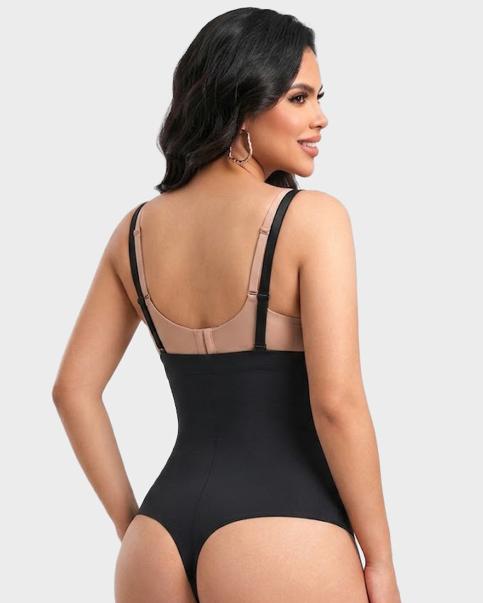 Seamless Adjustable Strap High Waist Tummy Control Thong Shaping Bodysuit