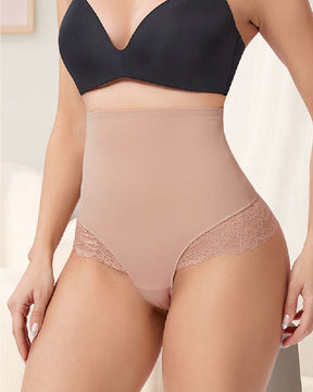 Seamless Lace Tummy Control Shapewear Panties High Waist Compression Thong Underwear