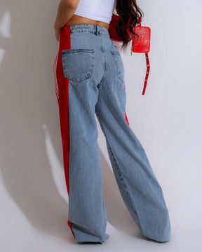 Panelled 3-Stripes High-waist Wide-leg Jeans