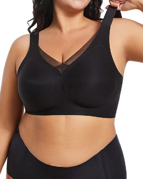 Wireless Mesh V Neck Invisible No Underwire Comfort Smooth Everyday Bra