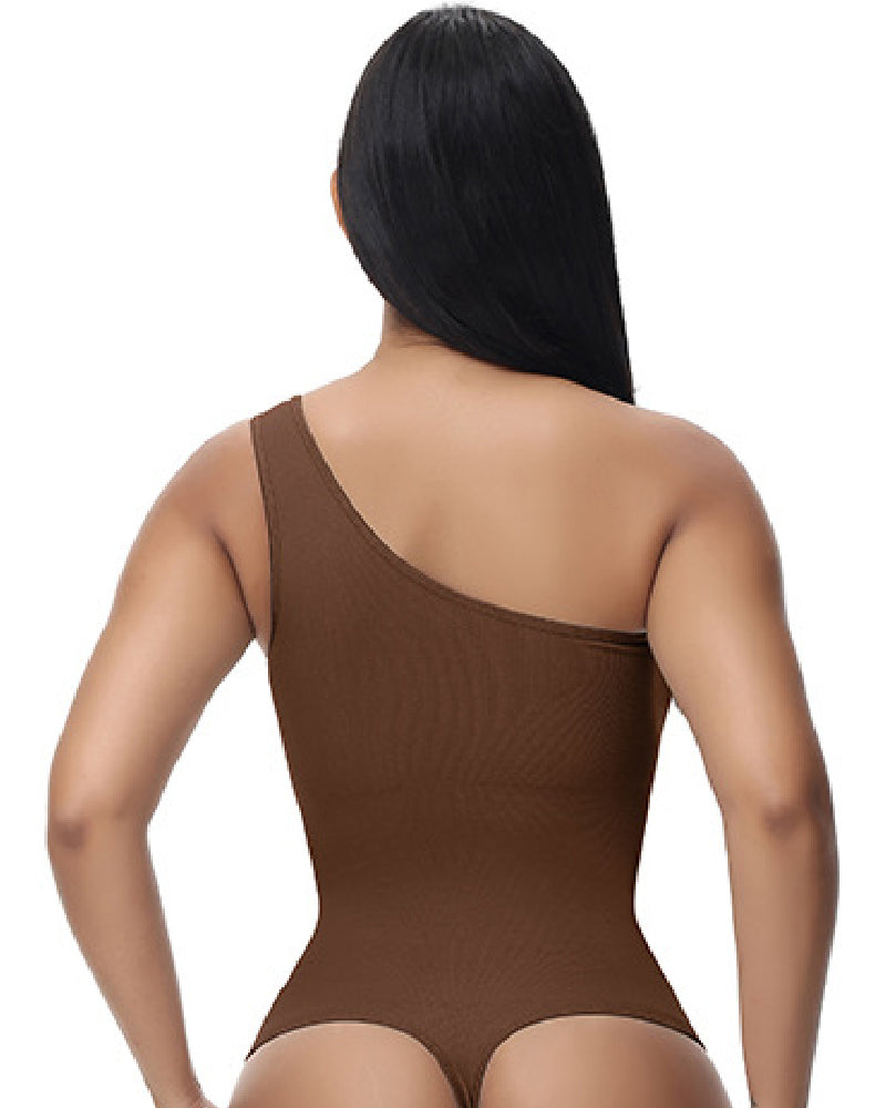 Shapshe® Sexy Ribbed One Shoulder Sleeveless Tank Top Tight Stretch Bodysuit