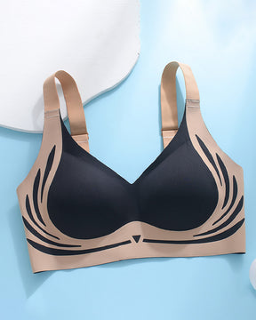 Seamless Contrast Color Wireless Soft Anti-sagging Push Up Sleep Bra