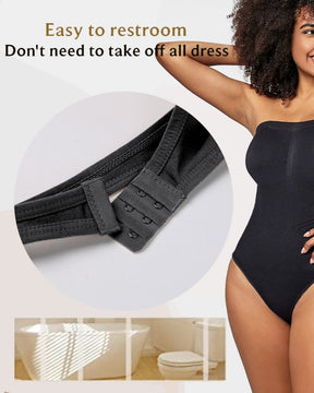 One Piece Removable Shoulder Straps Tube Top Tummy Control Corset Shapewear