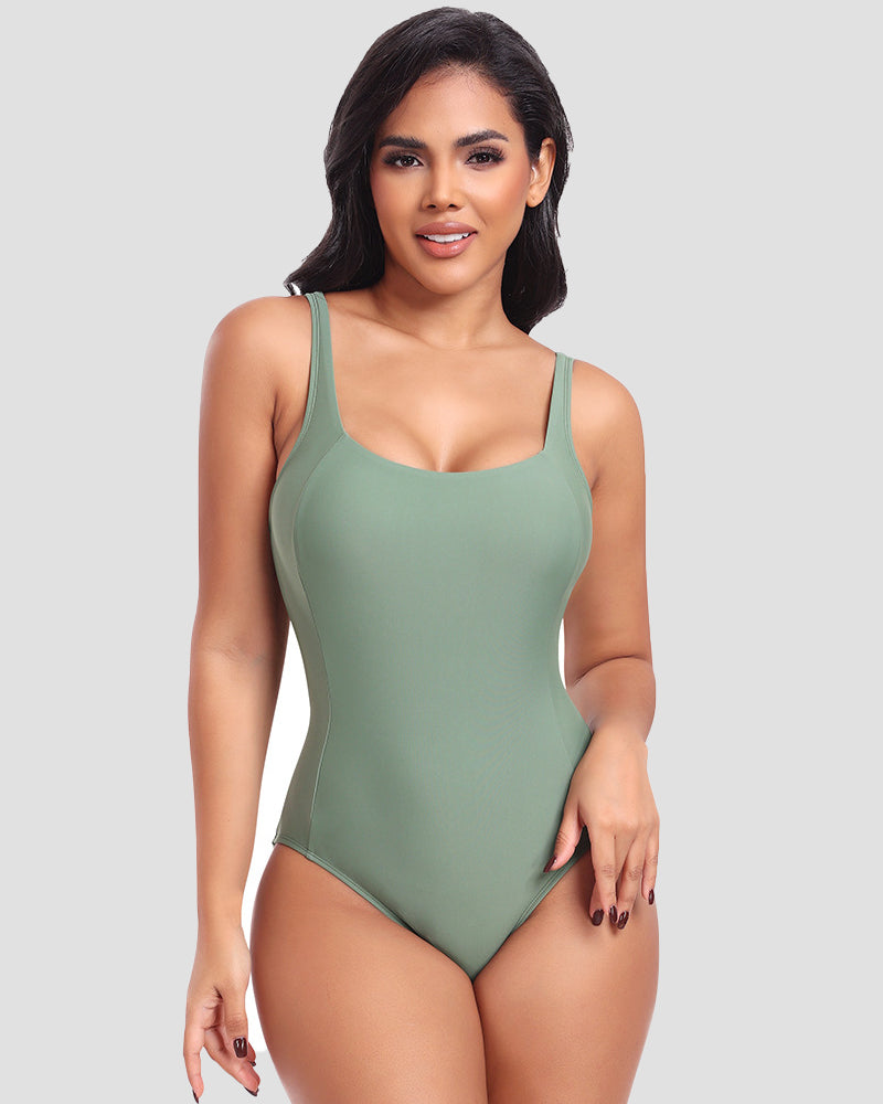 Sexy One-piece Back Lace up Swimsuit Shaping Swimming Costume