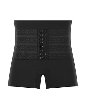 Mid-Rise Butt Lifter Double Layer Firm Tummy Control Body Shaper Shorts With Hooks Belt