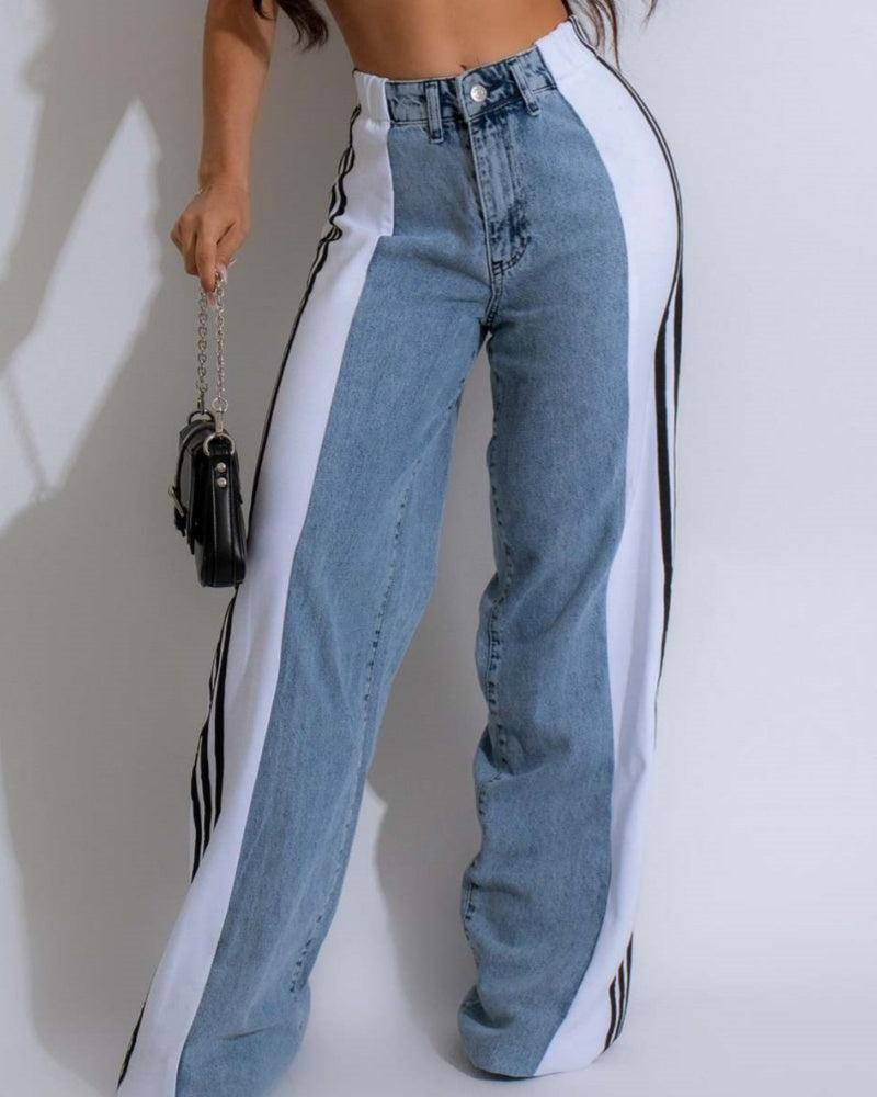 Panelled 3-Stripes High-waist Wide-leg Jeans