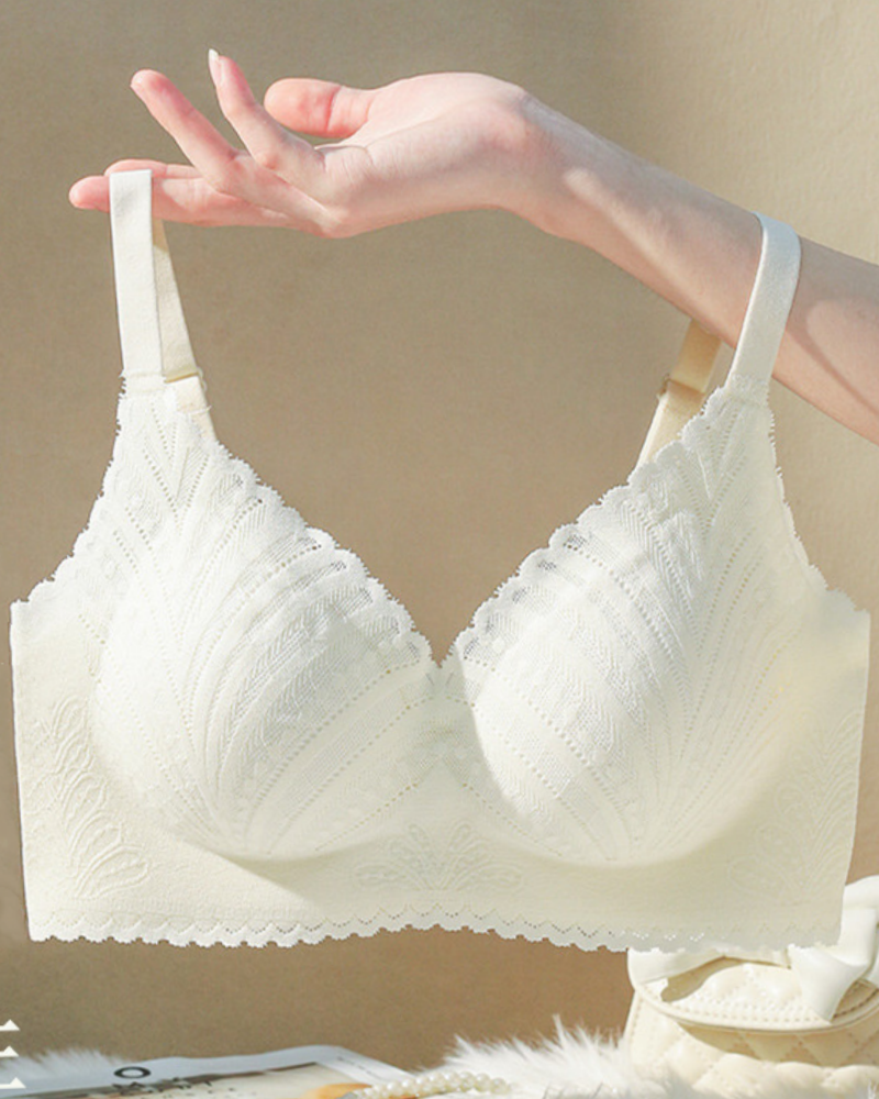 French Lace Seamless Wire Free Push Up Bra for Women