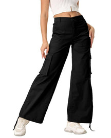 Women's Loose Casual Wide Leg High Waist Pocket Cargo Pants