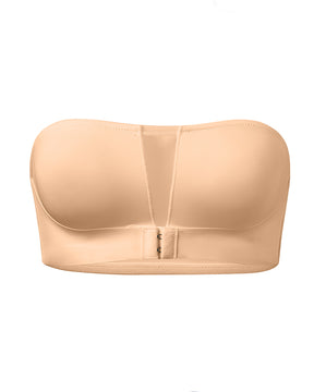 Mesh Splicing Front Buckle Bra Push Up Non-slip Tube Top Wireless Bra