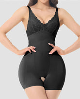 Lace Backless Underwire Open Crotch Shapewear With Removable Sponge Pad