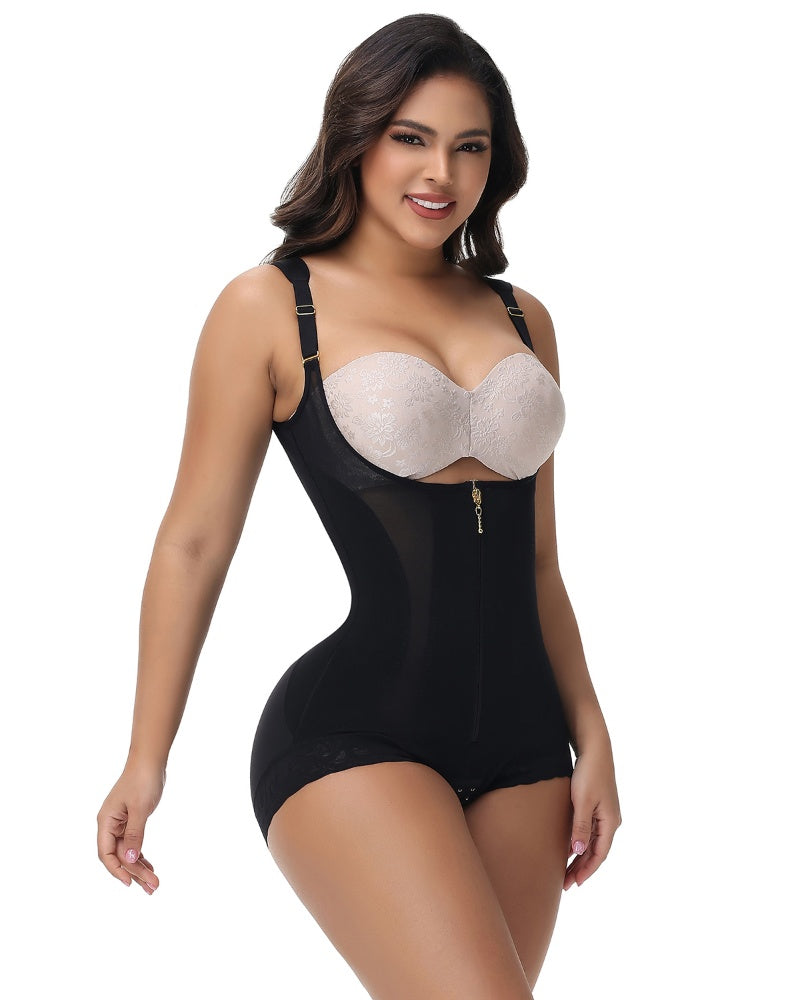 Shapshe® Seamless Mesh Splicing Firm Control Shapewear Open Bust Butt Lift Bodysuit