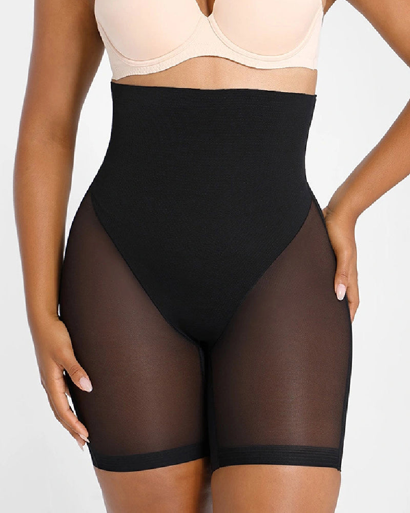 Sheer Mesh Smooth Butt Lift Shaping Shorts High Waist Thigh Slimmer Shaper Shorts