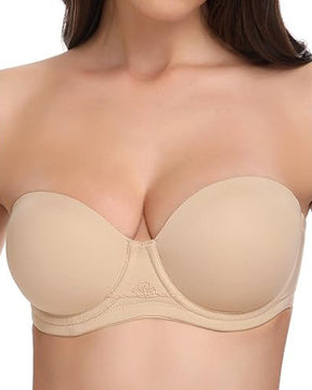 Sujetador Push Up Con Aros Sin Tirantes Nude Contorno Multiposición Tallas Grandes