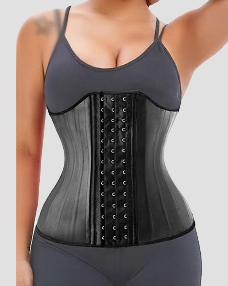Matte Leather Fajas Colombianas Steel Bone Tummy Control Waist Trainer
