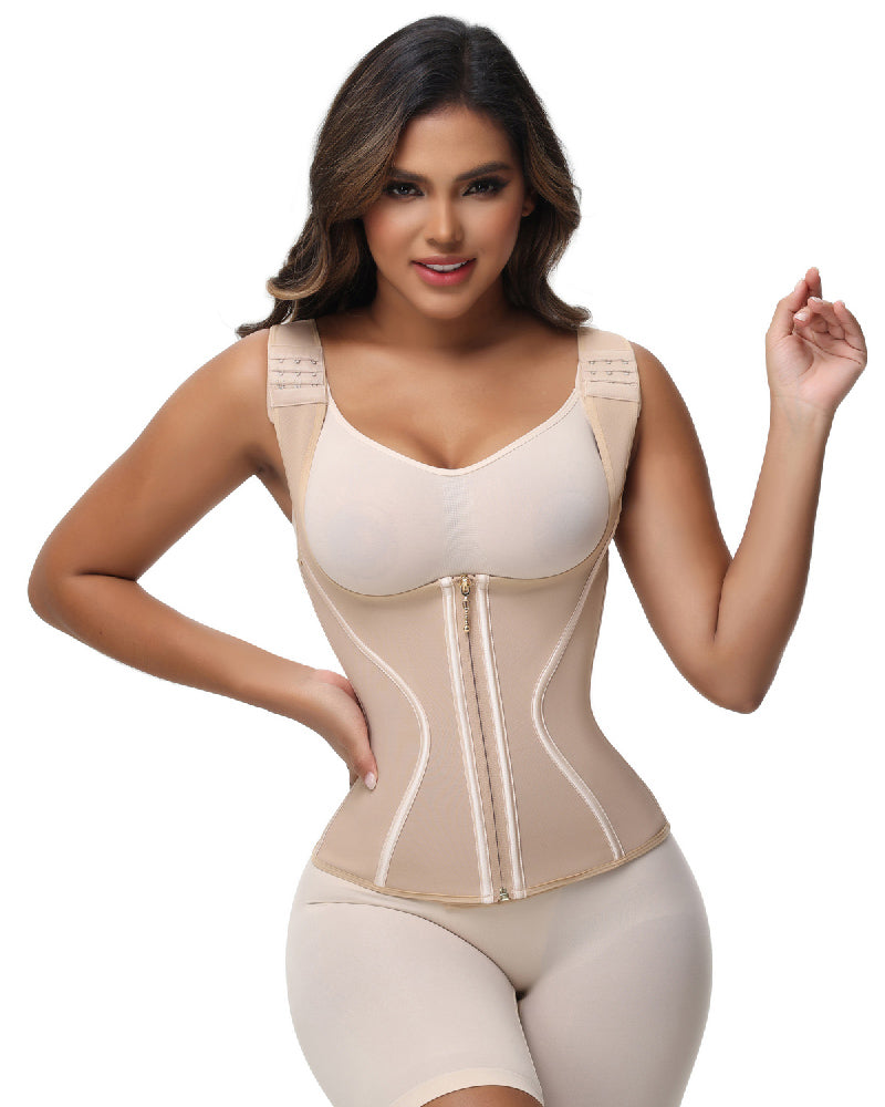 Women's Double Compression Bone Waist Trainer Tummy Control Postpartum Corset Vest