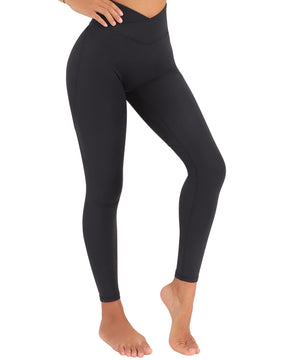 Pantalones de yoga de cintura alta con cintura cruzada en V para mujer