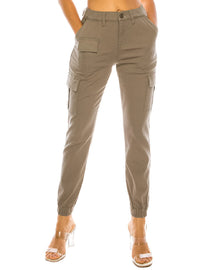 Women's High Waist Slim Fit Cargo Pants Casual Elastic Waistband Tapered Sweatpants