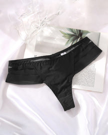 Women's Sexy Striped Ice Silk Panties Seamless Low Waist Breathable Thong