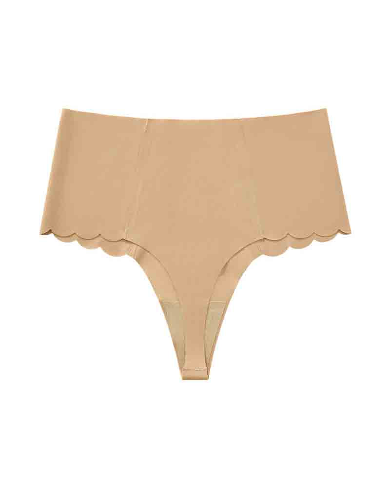 Women's Seamless Scallop Trim Briefs Ice Silk Invisible Breathable Panties