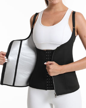 Women's Neoprene 3 Rows Hook Zipper Workout Waist Trainer Sweat Sauna Corset Vest