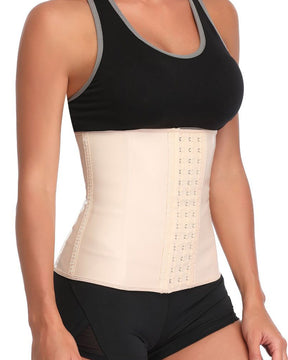 Women's Glossy 9 Boned Waist Trainer Latex Underbust Tummy Control Sports Sauna Corset