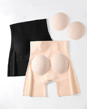 Ice Silk Invisible Shaping Panties Removable Push Up Butt Pads Shapewear Shorts