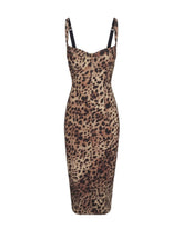 Women's Leopard Mesh-lined Underwire Cup Stretch Bodycon Midi Dress(Pre-Sale)