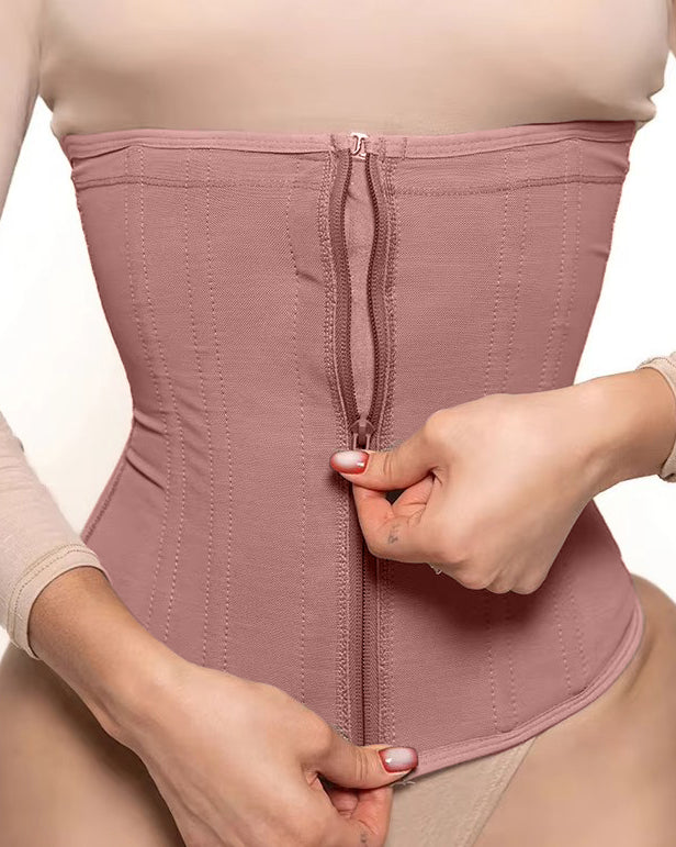 Fajas Colombianas Front Zipper Steel Boned Tummy Control Waist Trainer